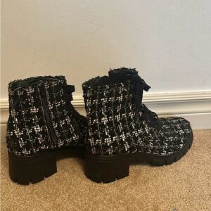Design Lab Lord & Taylor Black and White Combat Boots